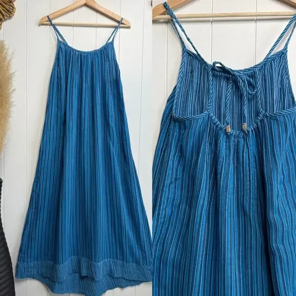 Free People dress midi or maxi striped cotton boho beach summer spring XS - Picture 4 of 8